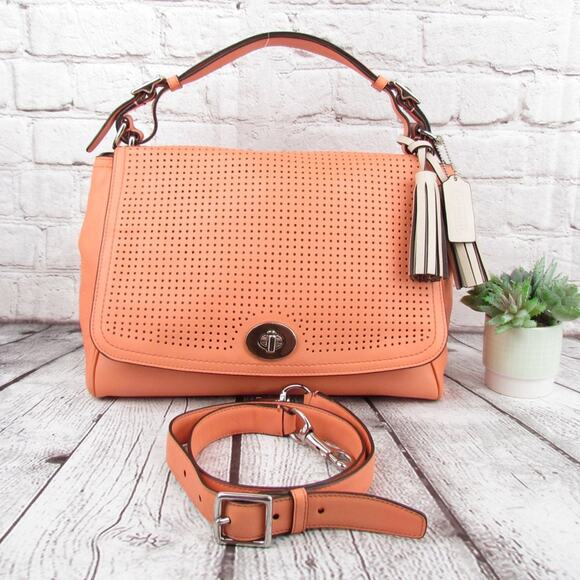 Coach Perforated Leather Romy Top Handle/ Shoulder Bag - Picture 5 of 10